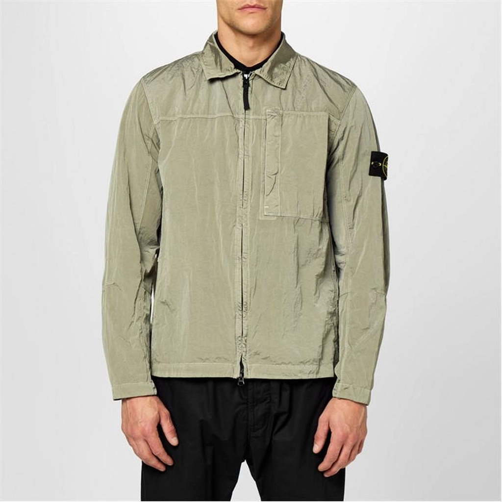 Stone Island Garment Dyed Crinkle Reps Over Shirt - Beige